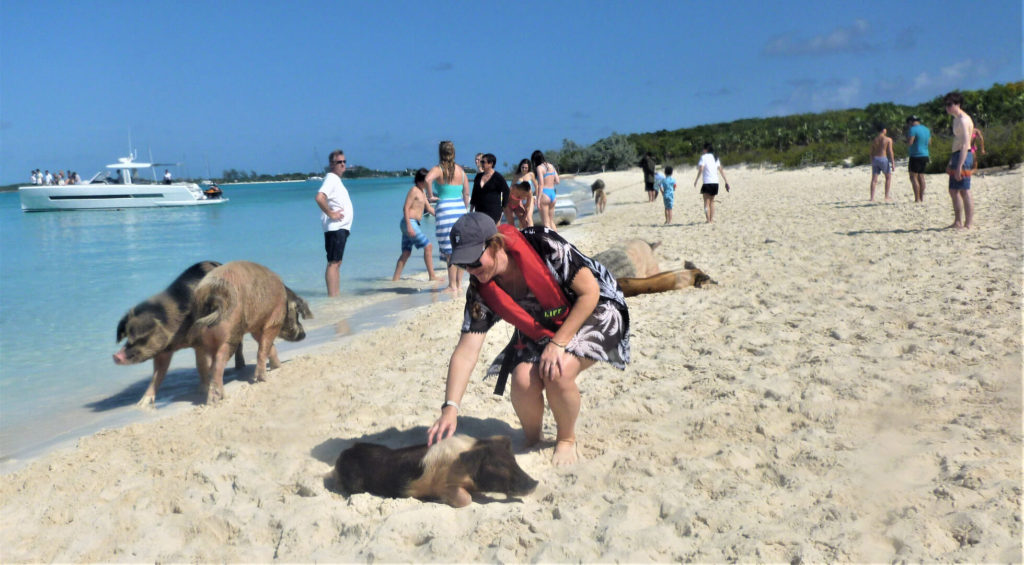 'Crowds' on the beach at Big Major Cay