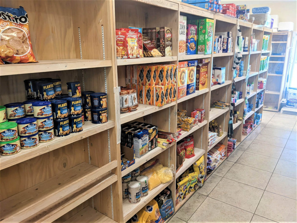 Dry groceries at Highbourne Cay store.