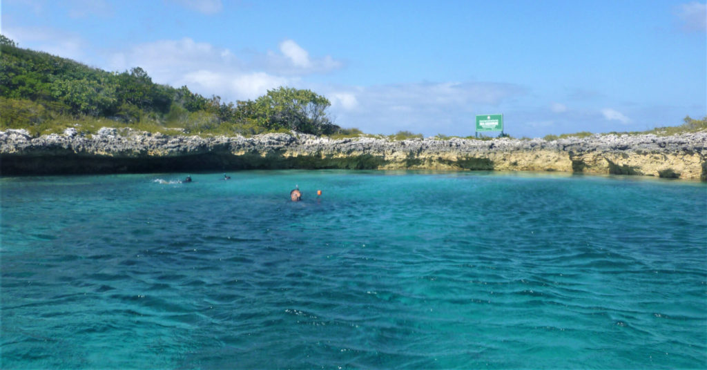 View from the mooring buoy at the Exuma Cays Land & Sea Park aquarium