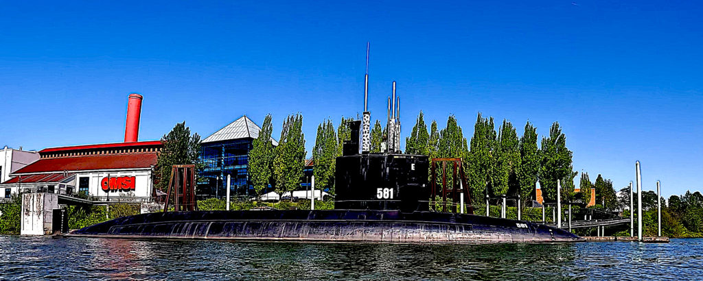 USS Blueback Submarine moored at OMSI in Portland, Oregon