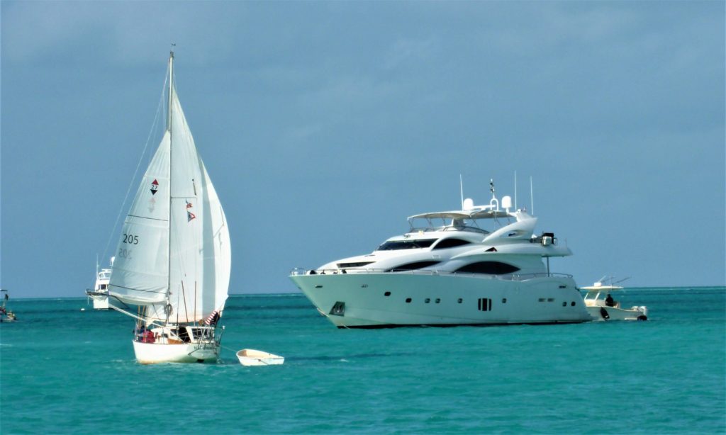 Yachts at Warderick Wells in the Exuma Cays Land and Sea Park, Bahamas