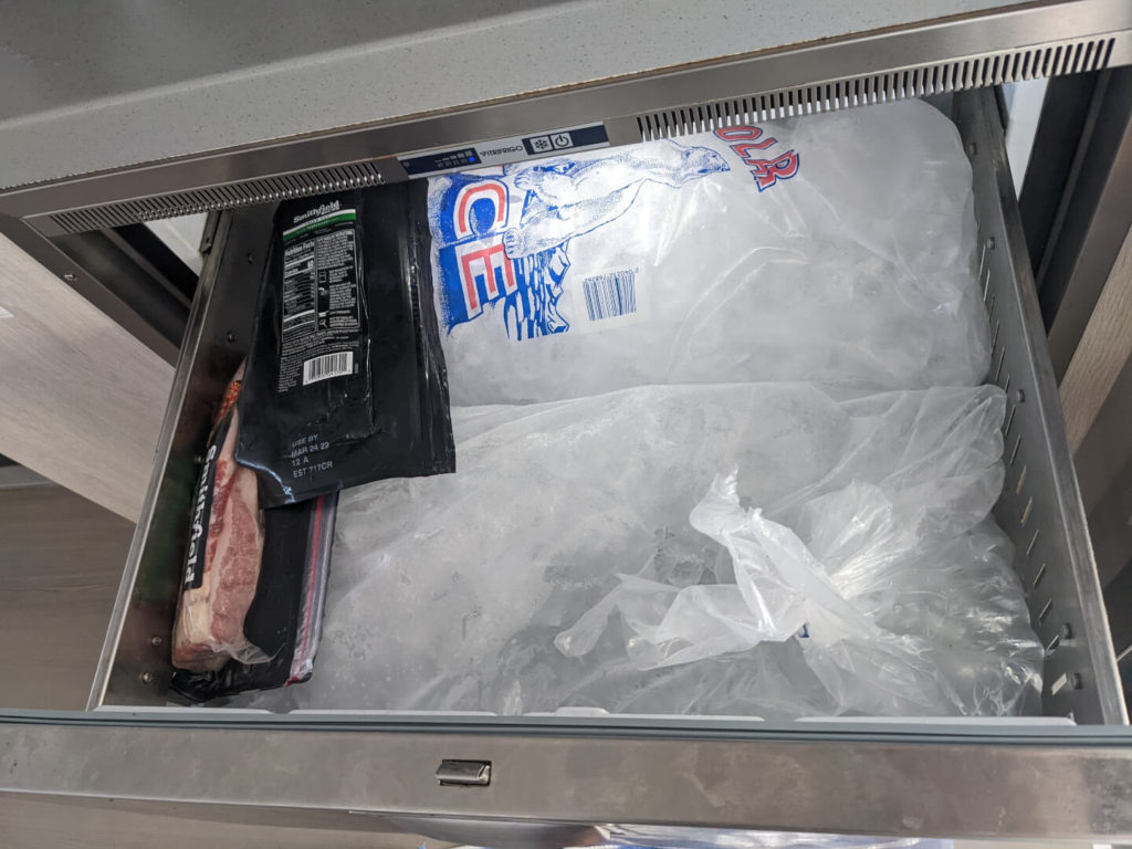 Interior of freezer drawer