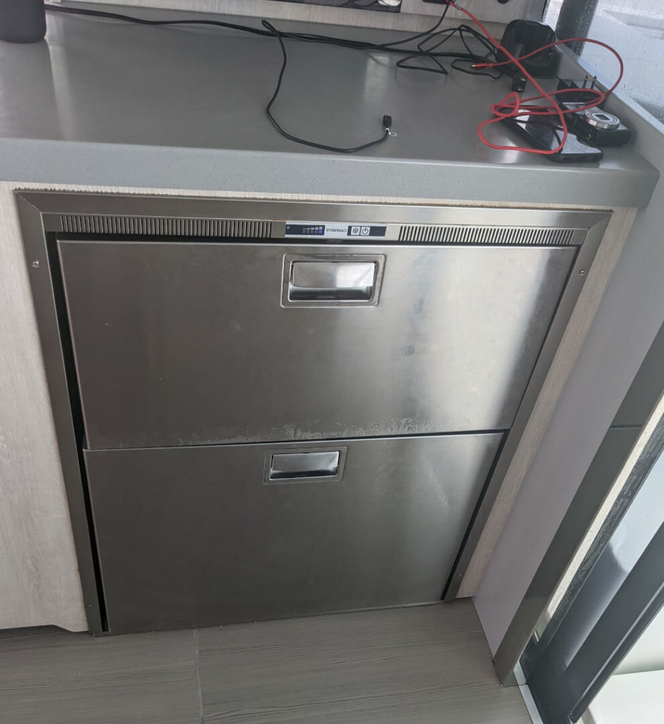 Main refrigerator/freezer in the Leopard 43 Powercat salon