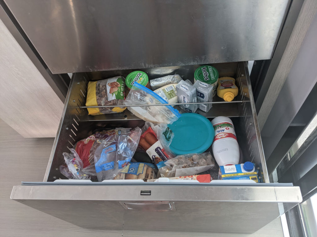 Interior of refrigerator drawer