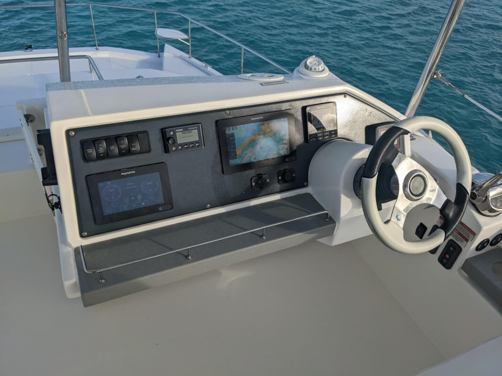 View of the helm on the Leopard 43 Powercat