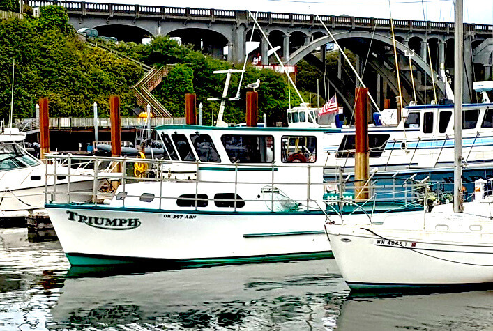 Triumph charter boat docked in Depoe Bay.  Another great boat for an Oregon Coast Fishing Charter