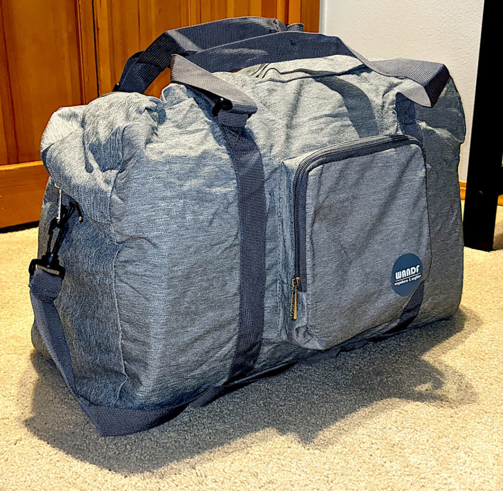 Carry-on duffle bag packed full of sailing gear