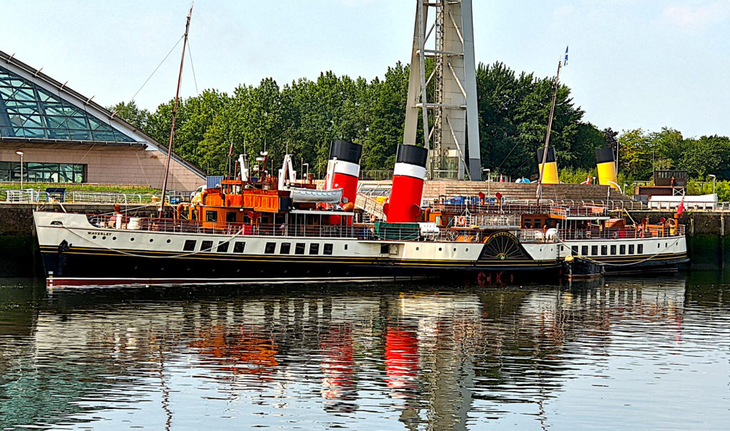 The ocean going steam powered paddlewheel, Wavery, moored in Glasgow